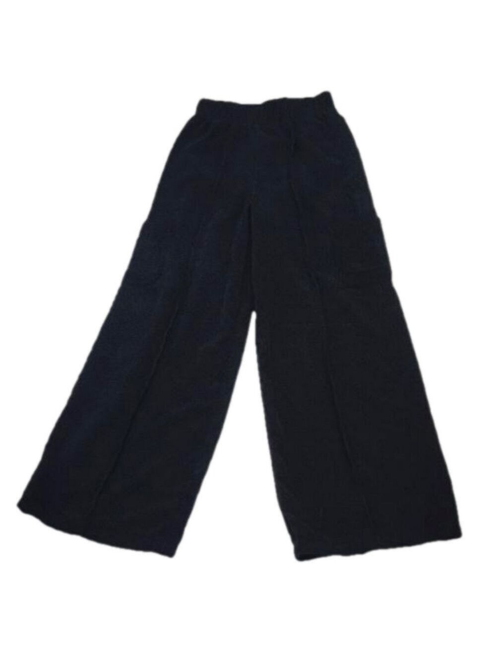GIRLS HIGH RISE WIDE LEG BLACK CHUNKY CORDUROY CARGO POCKET PANTS SIZE XS